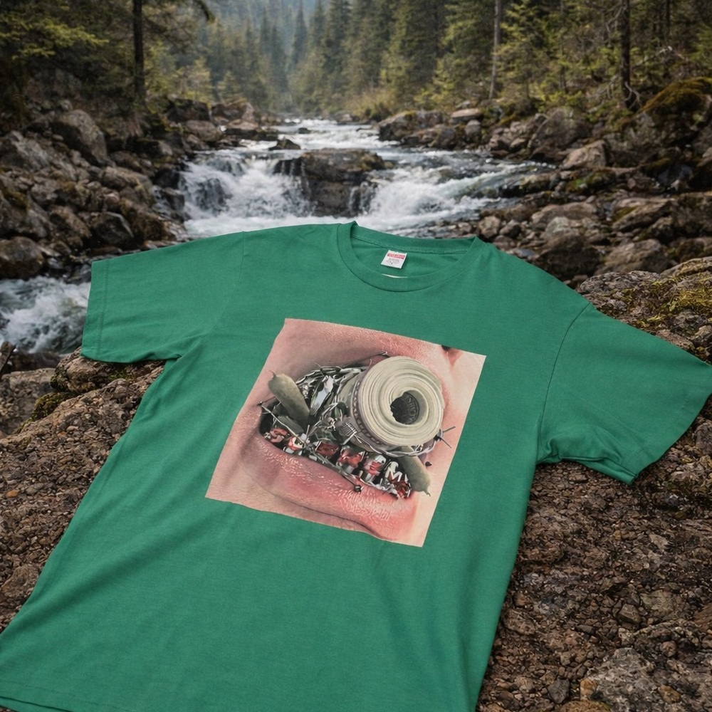 Supreme Teal Cotton T-Shirt